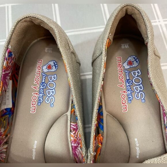 Skechers Womens Bobs Highlights High Jinx Taupe Canvas Rope Wedge Slip On Size 9 - Picture 8 of 11